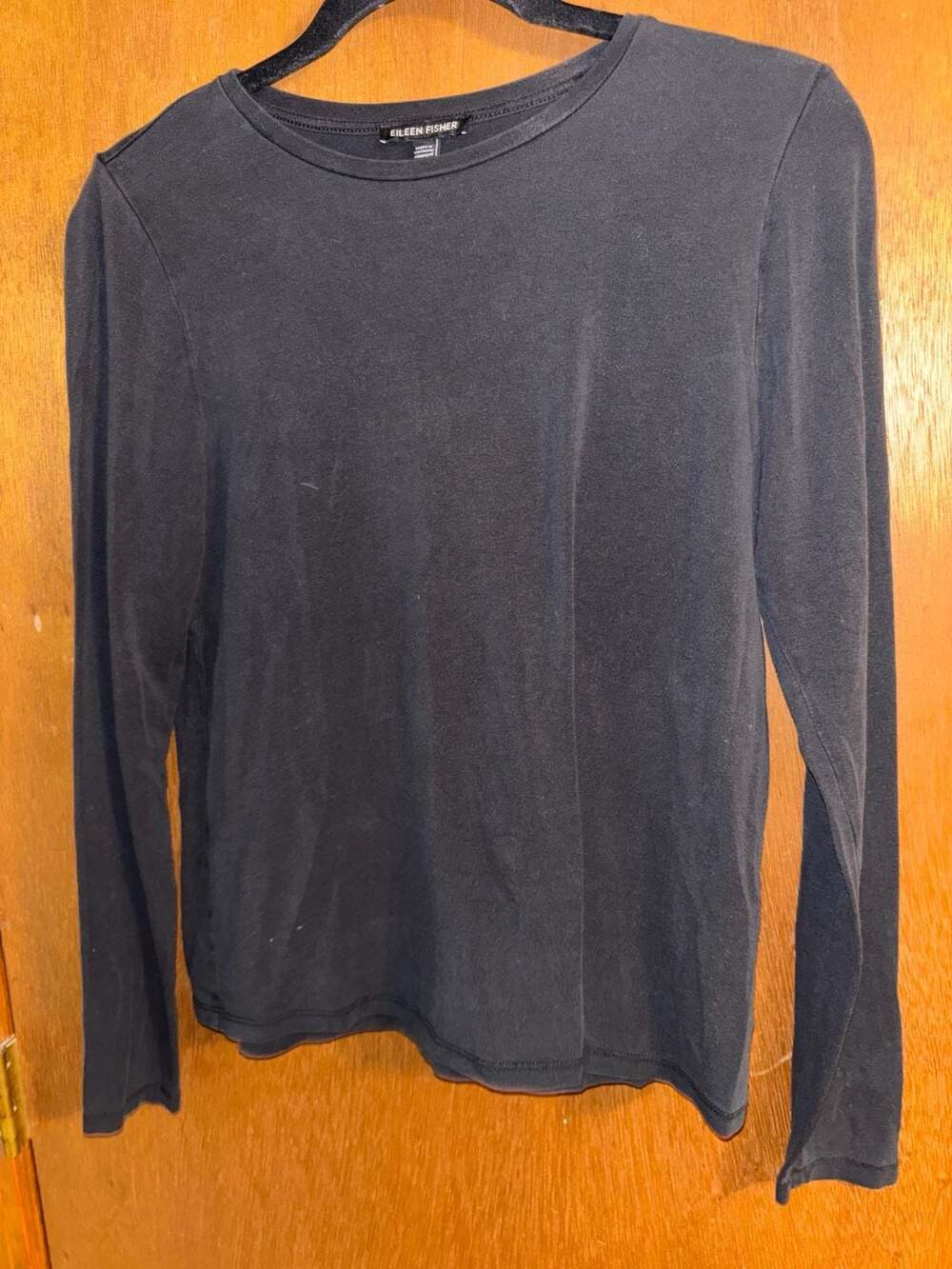 Eileen Fisher Black Long Sleeve Crew Neck T-Shirt